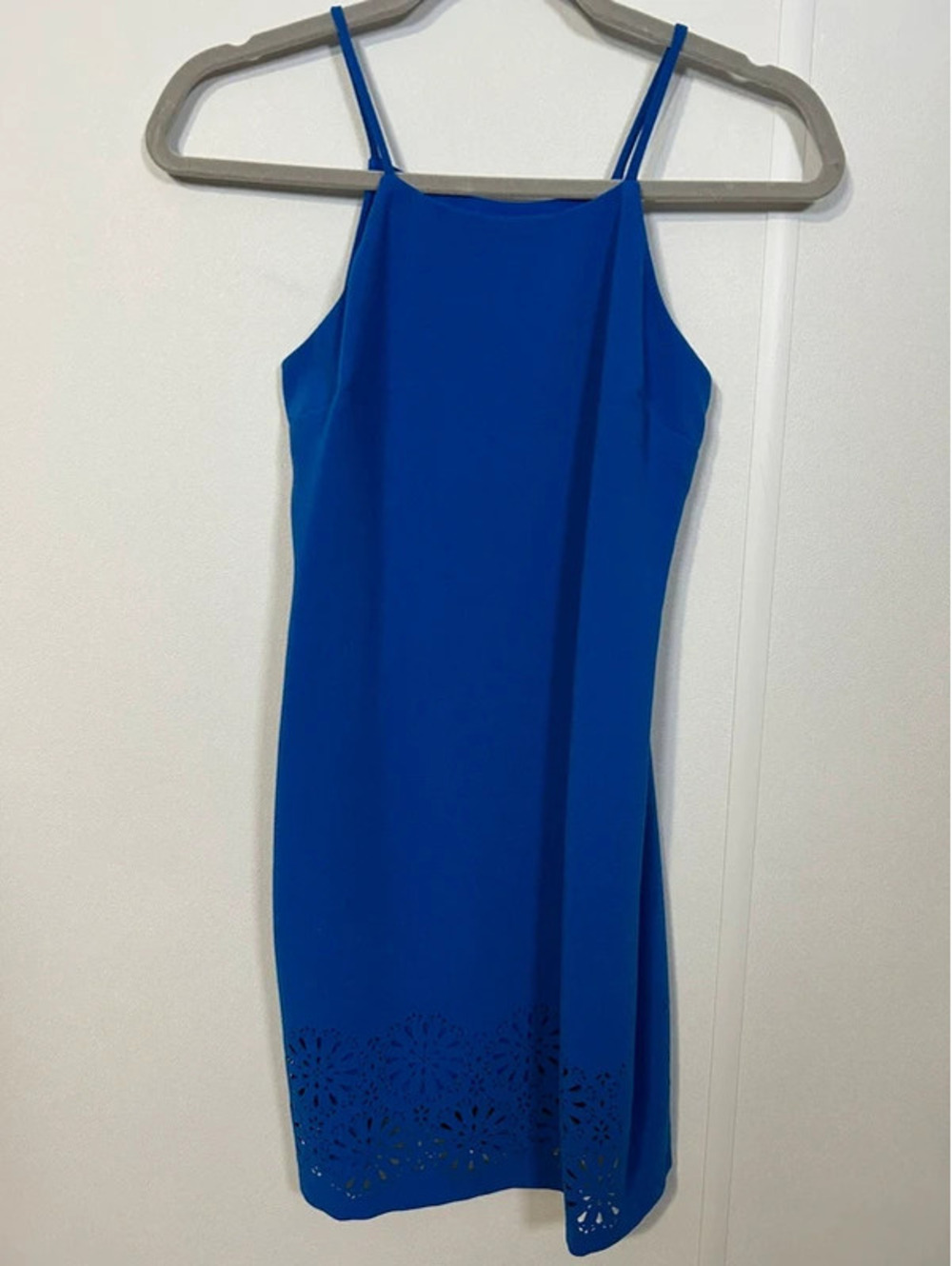Banana Republic Petite 00 Cobalt Blue Laser Cut Hem Shift Dress